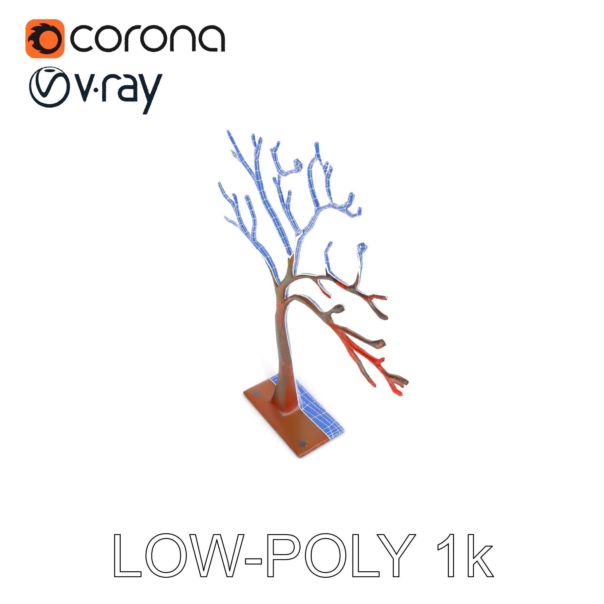 Metallic Tree Sculpture Model Pack Low-poly 3D model_26
