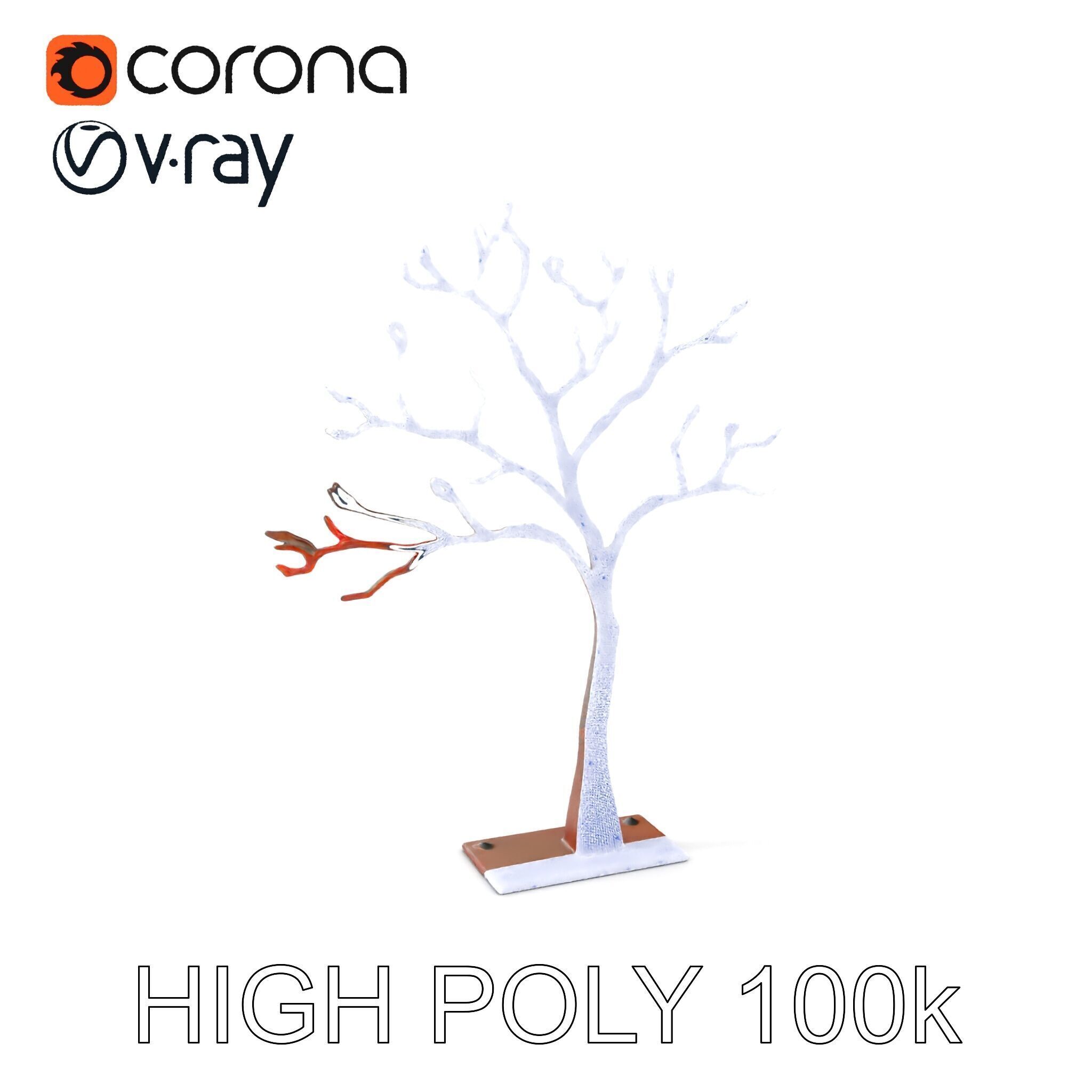 Metallic Tree Sculpture Model Pack Low-poly 3D model_5