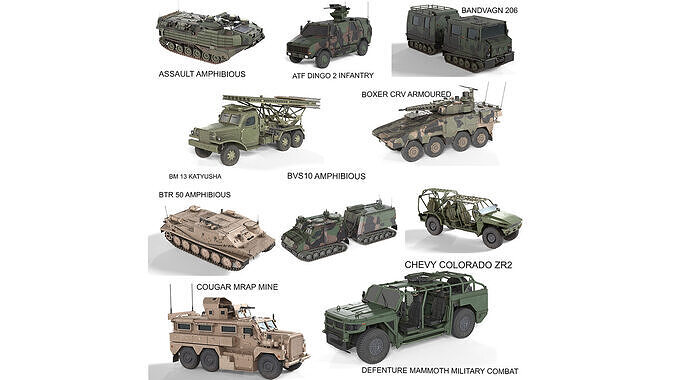 10 Military Vehicles Collection V1 Low-poly 3D model