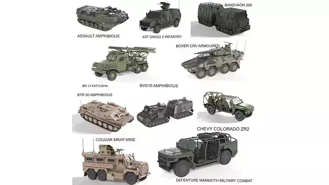10 Military Vehicles Collection V1