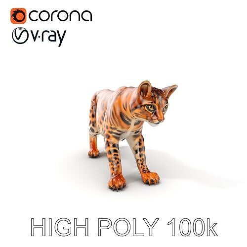 Bengal Cat Model Pack for Interactive Environments Low-poly 3D model