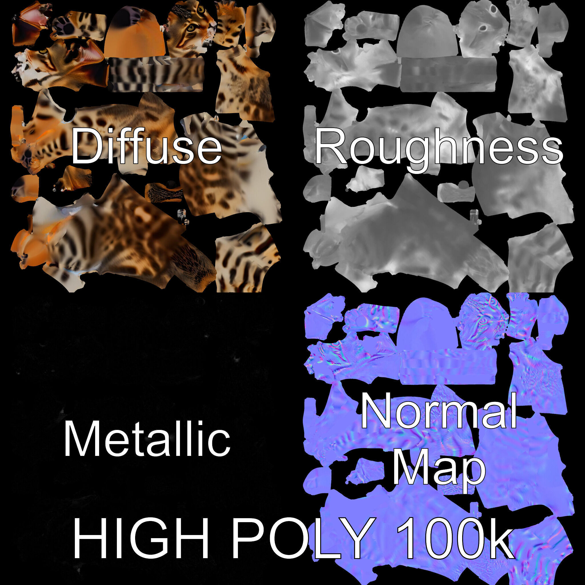 Realistic Bengal Cat Model Pack for D Rendering and Games Low-poly 3D model_2