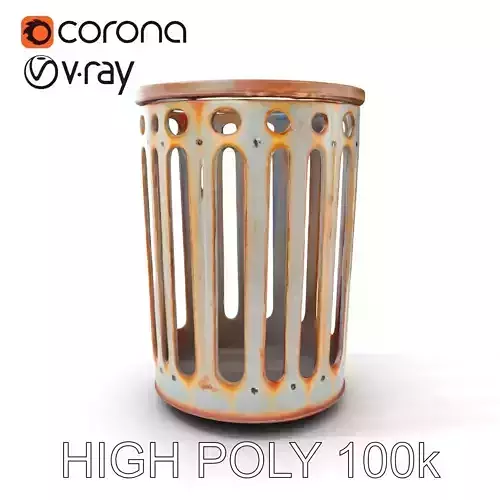 Rustic Metal Trash Can D Model Pack