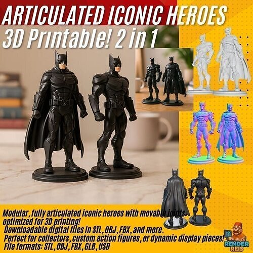 Armored Batman Figures 3D Printable Display Models 3D print model