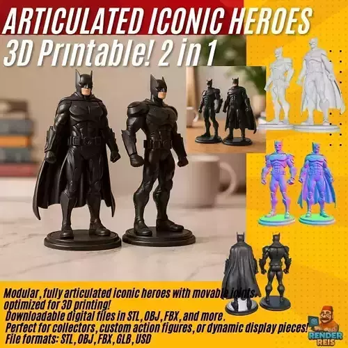 Armored Batman Figures 3D Printable Display Models