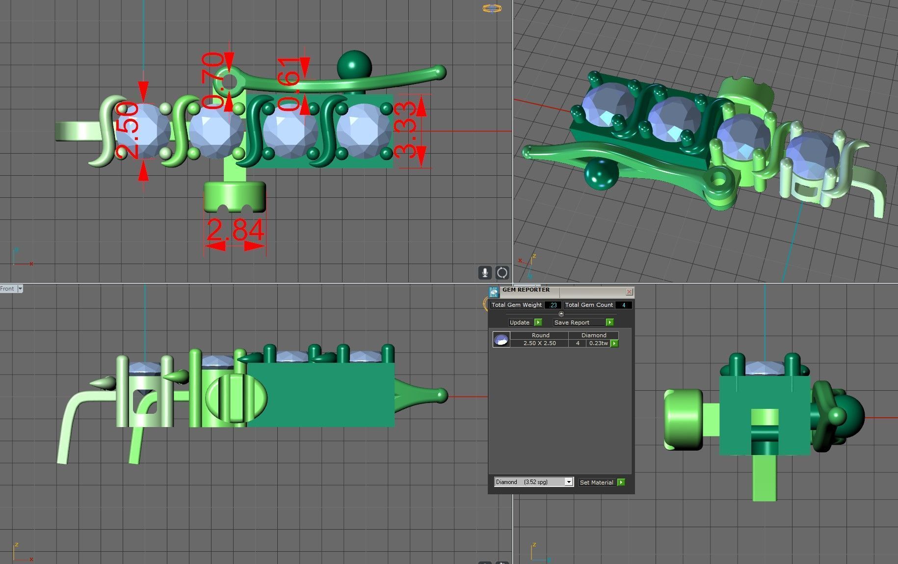 Tennis Bracelet Combo 3 Sizes 3D Model Collection_6