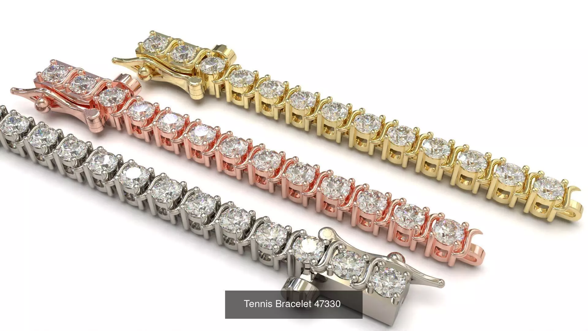Tennis Bracelet Combo 3 Sizes 3D Model Collection_0