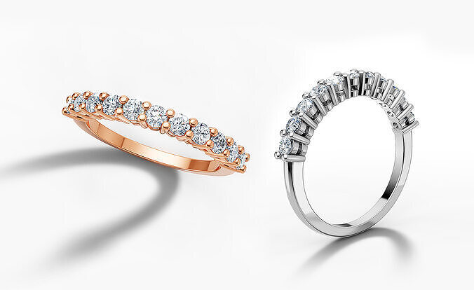 25 pointer Gems Half Eternity Ring 11 Diamond Band 3D print model