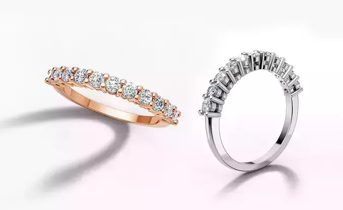 25 pointer Gems Half Eternity Ring 11 Diamond Band