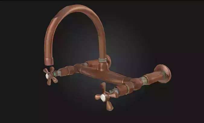 Antique Brass Faucet Vintage Fixture with Ornate Design 