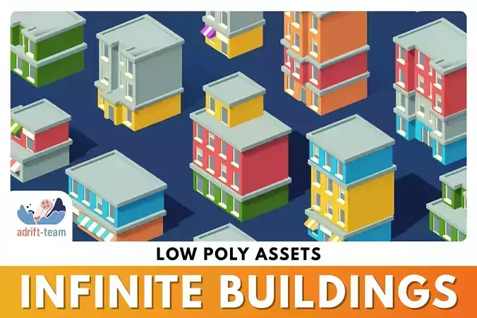 Infinite Buildings - Low Poly Assets Low-poly 3D model
