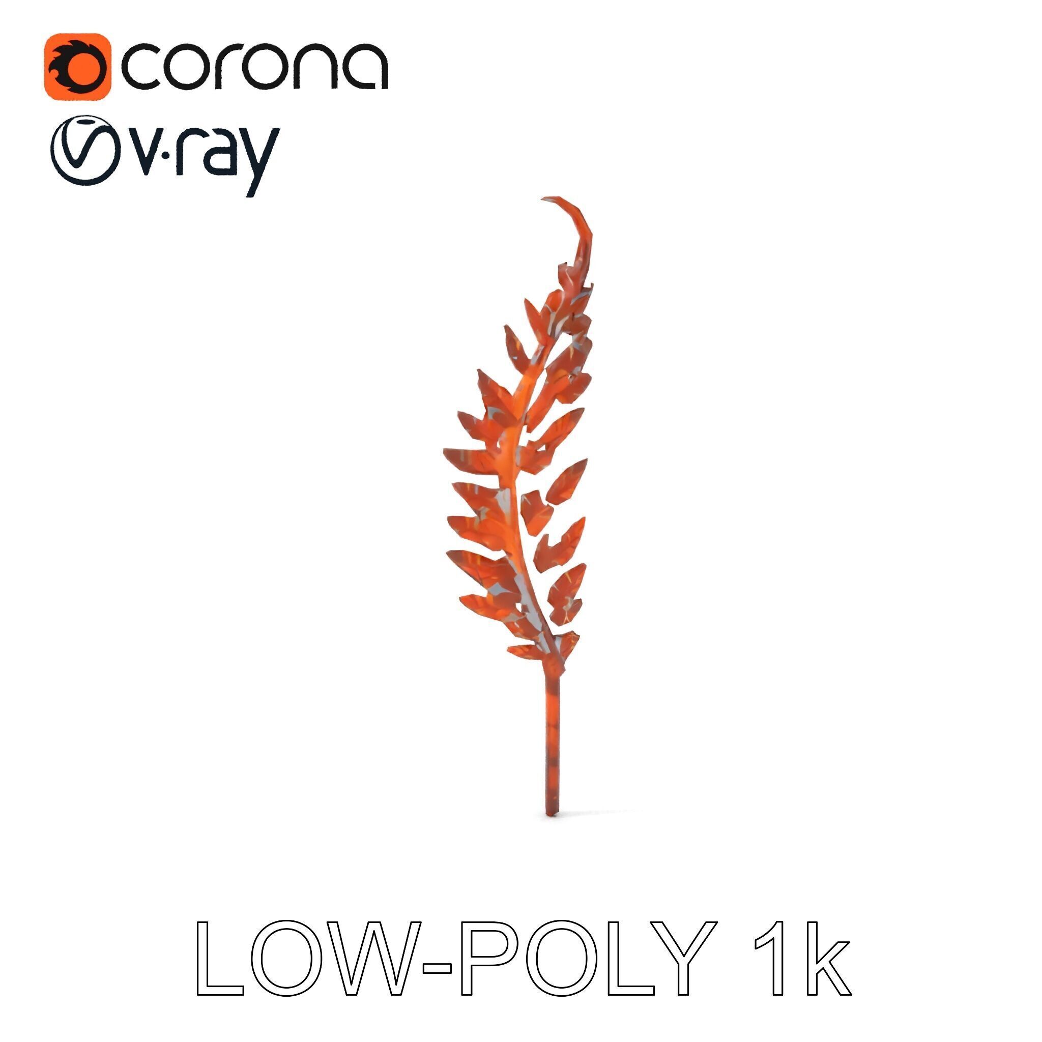 Decorative Metal Fern Leaf Model Pack Low-poly 3D model_8