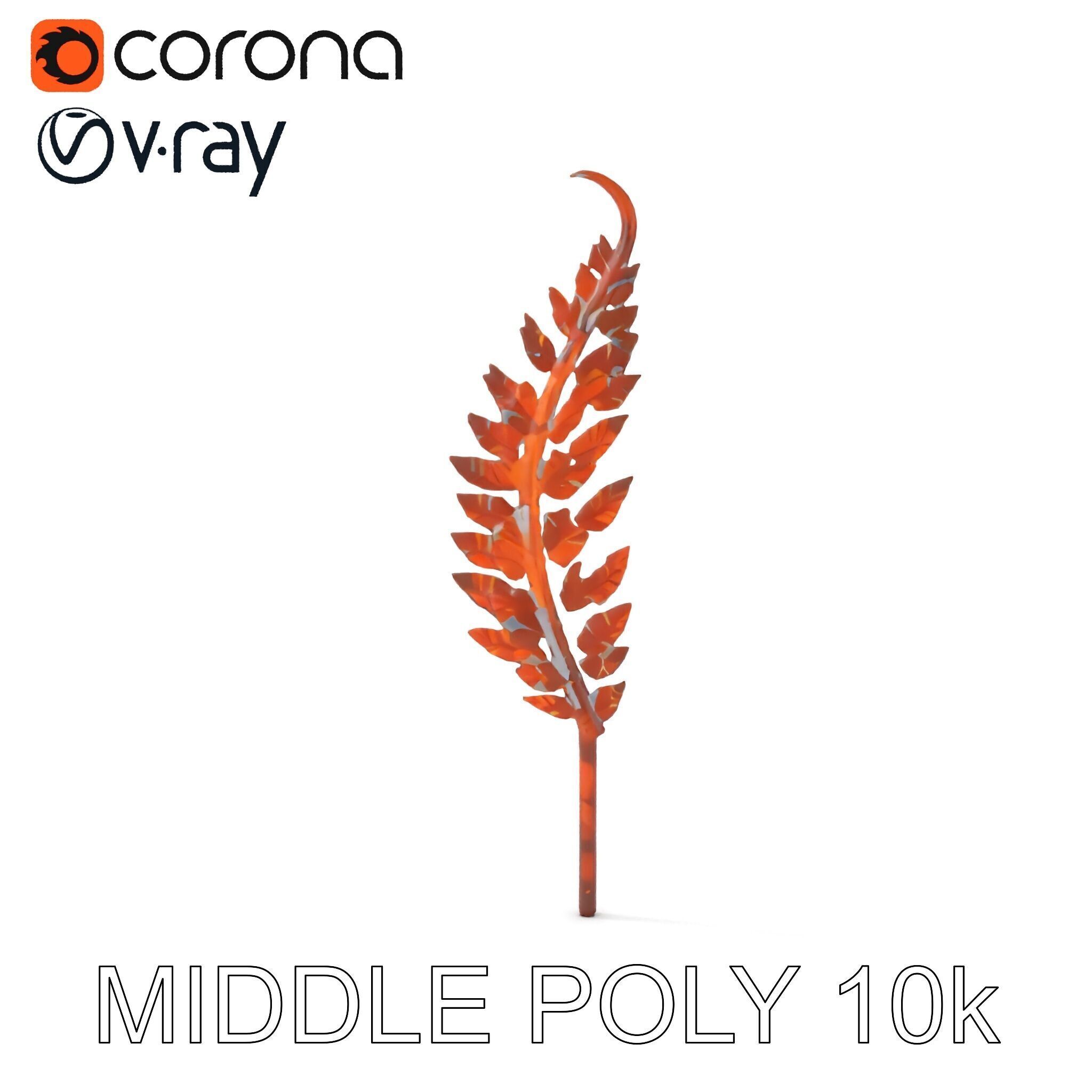Decorative Metal Fern Leaf Model Pack Low-poly 3D model_19