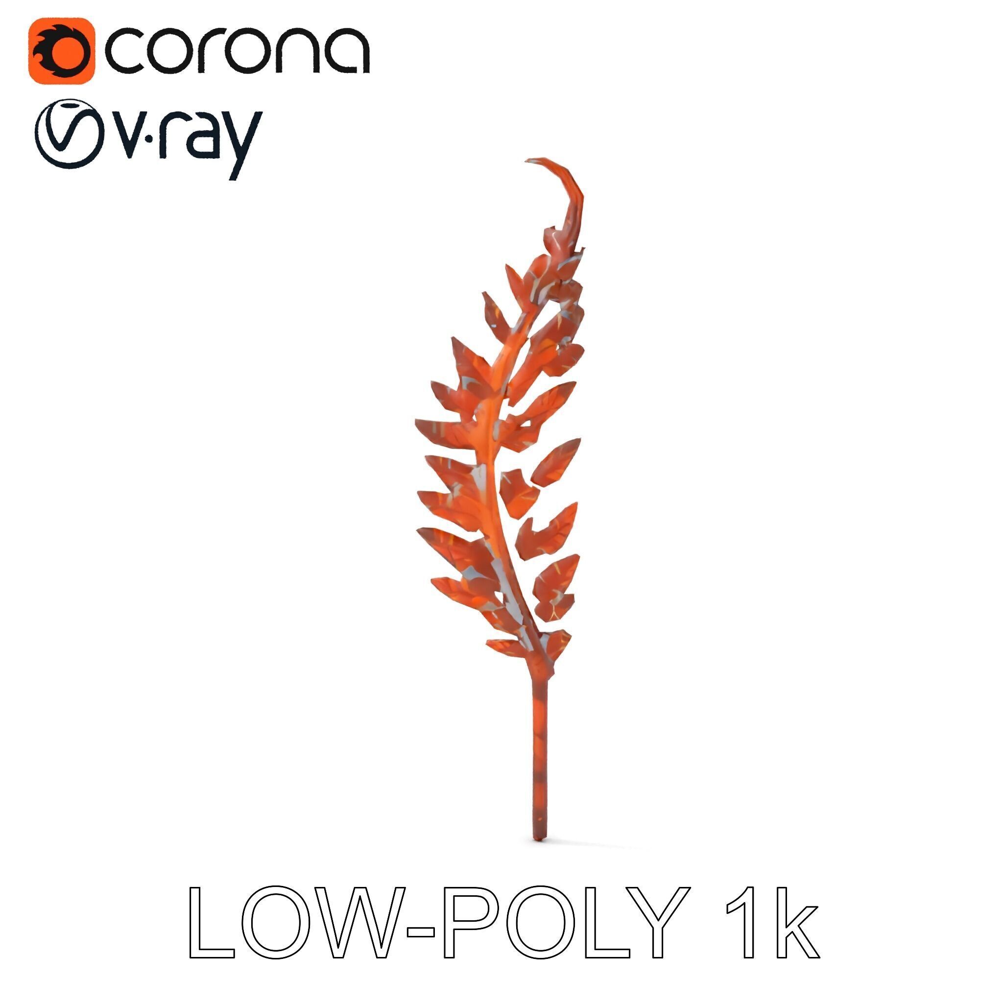 Decorative Metal Fern Leaf Model Pack Low-poly 3D model_10