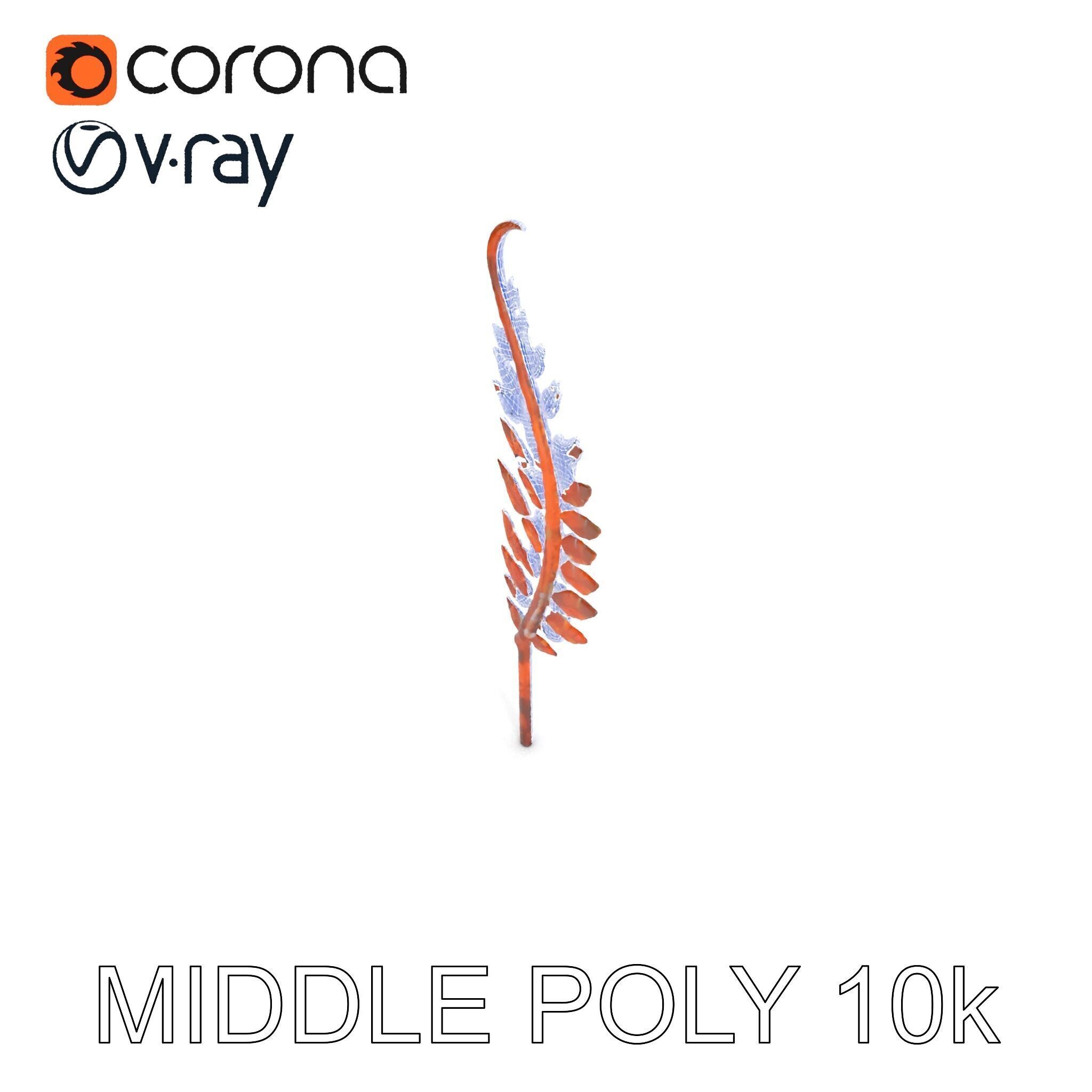 Decorative Metal Fern Leaf Model Pack Low-poly 3D model_31