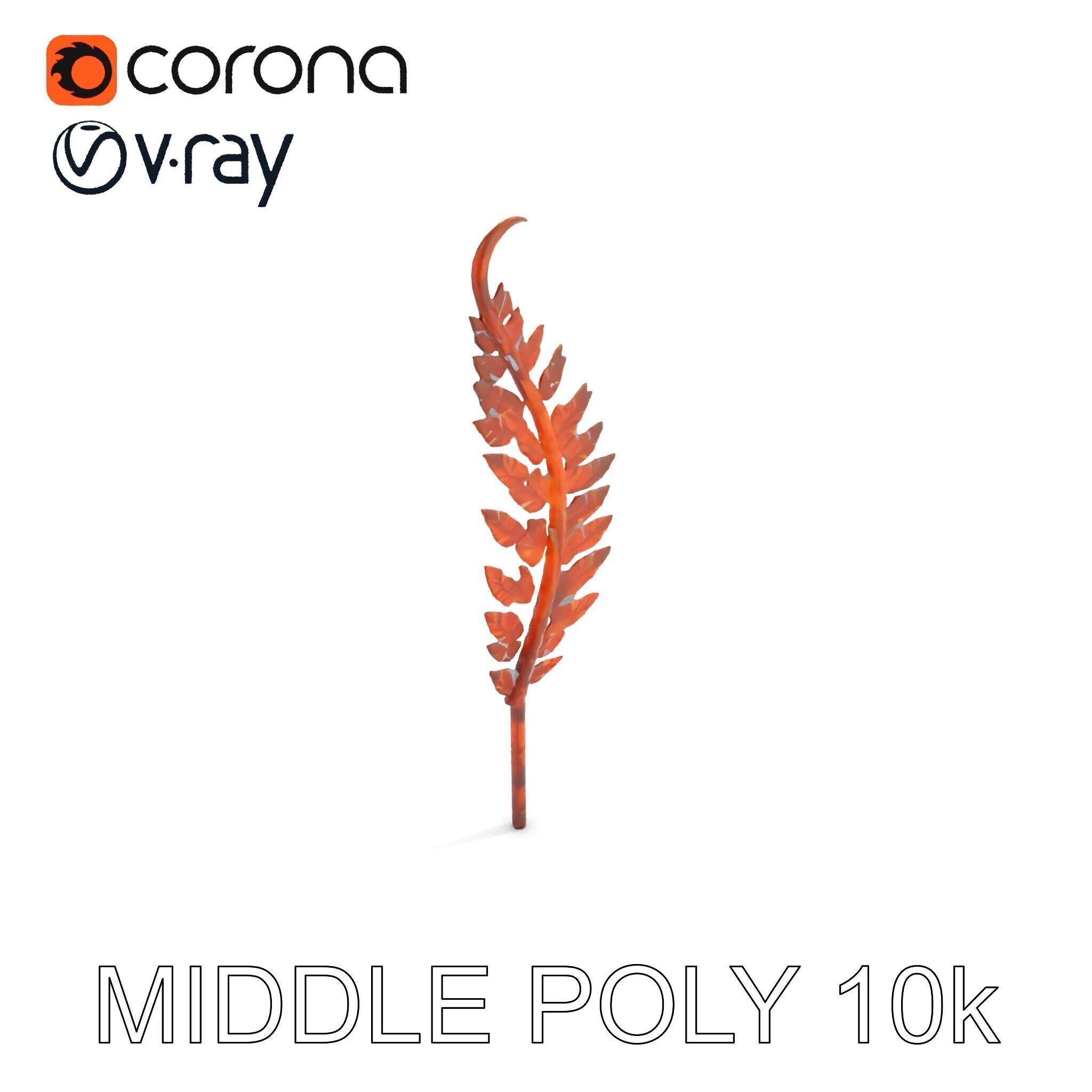 Decorative Metal Fern Leaf Model Pack Low-poly 3D model_9