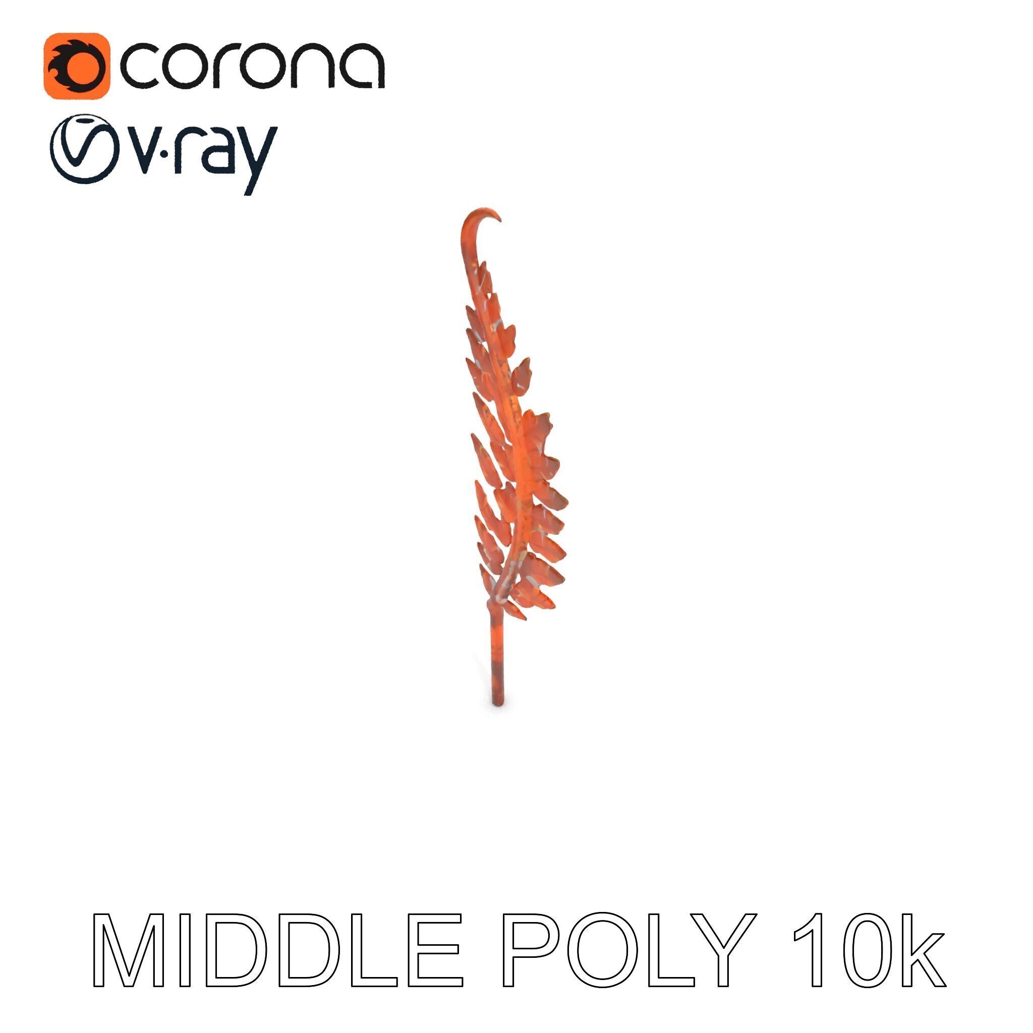 Decorative Metal Fern Leaf Model Pack Low-poly 3D model_11