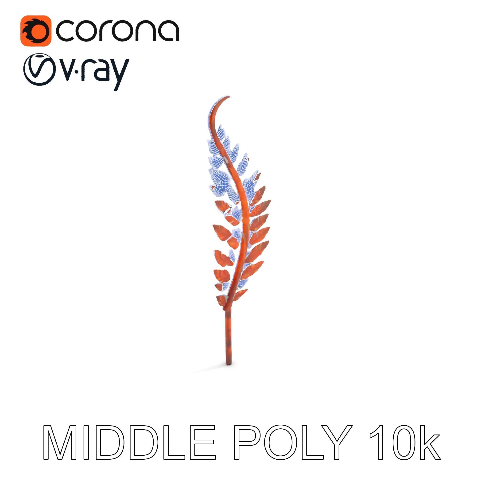 Decorative Metal Fern Leaf Model Pack Low-poly 3D model_28