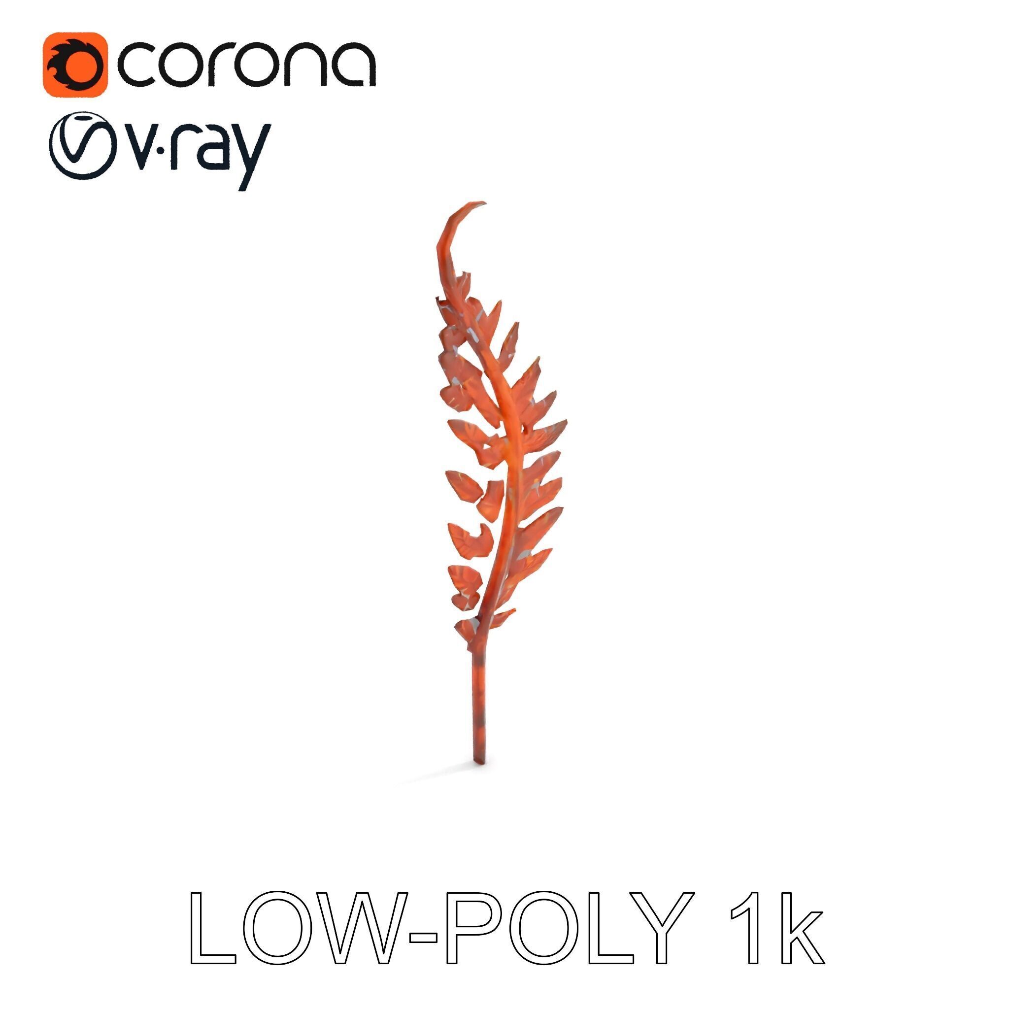 Decorative Metal Fern Leaf Model Pack Low-poly 3D model_14