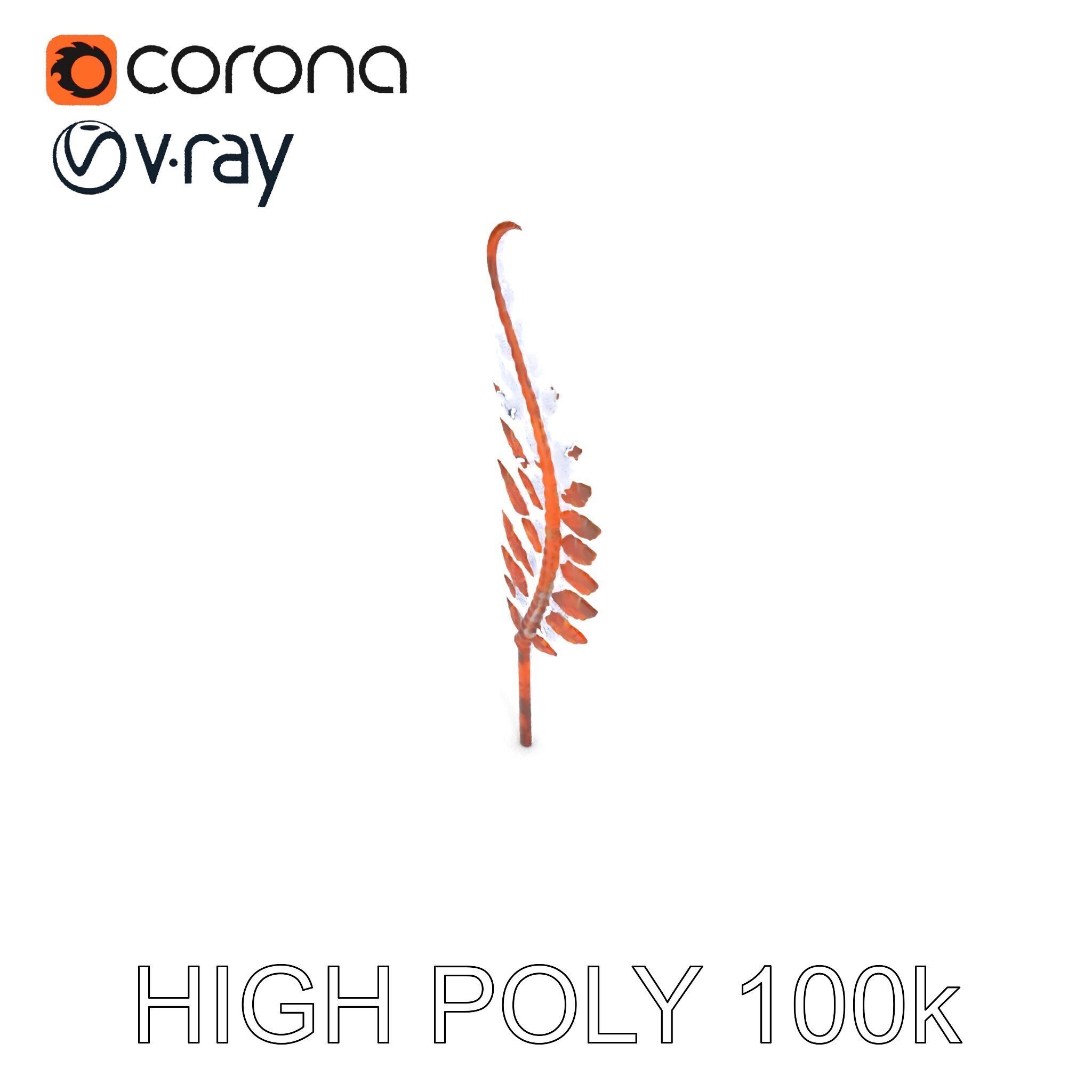 Decorative Metal Fern Leaf Model Pack Low-poly 3D model_30