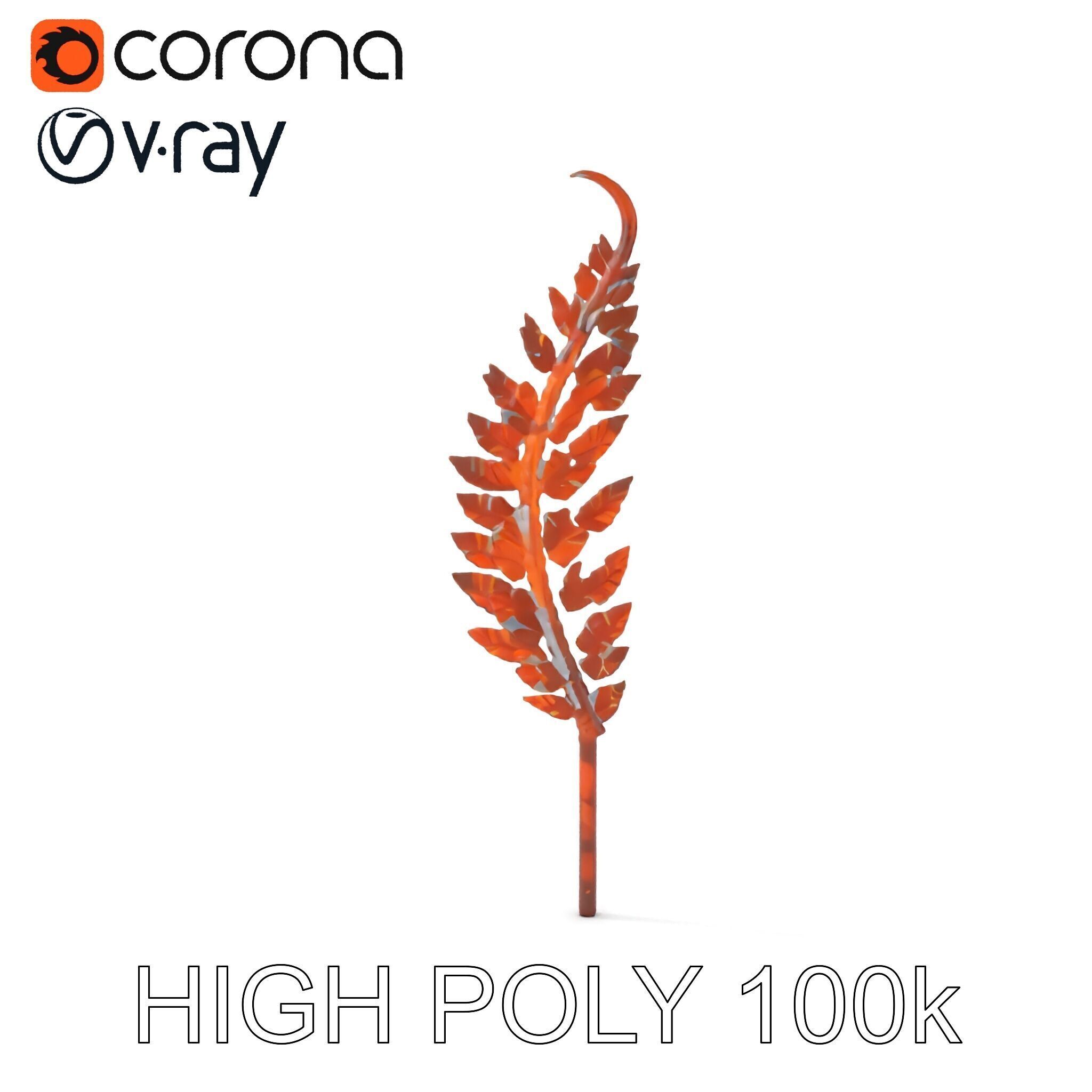 Decorative Metal Fern Leaf Model Pack Low-poly 3D model_18