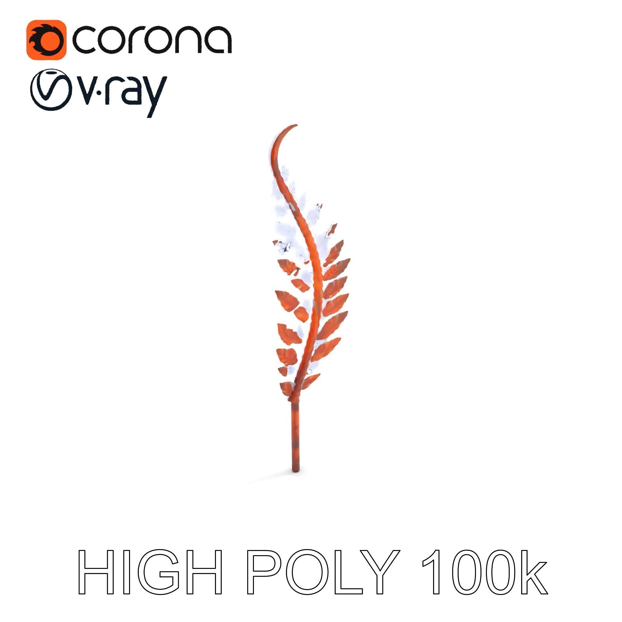 Decorative Metal Fern Leaf Model Pack Low-poly 3D model_15