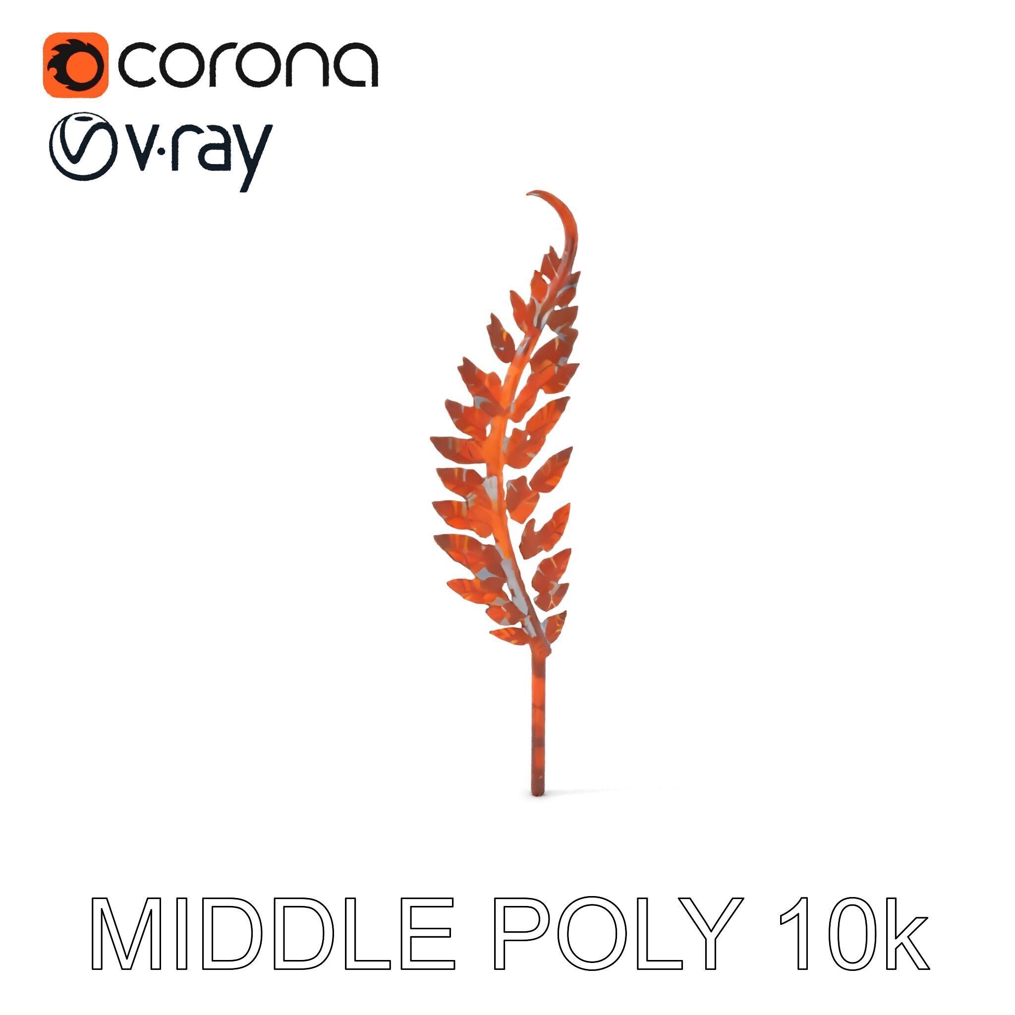 Decorative Metal Fern Leaf Model Pack Low-poly 3D model_7