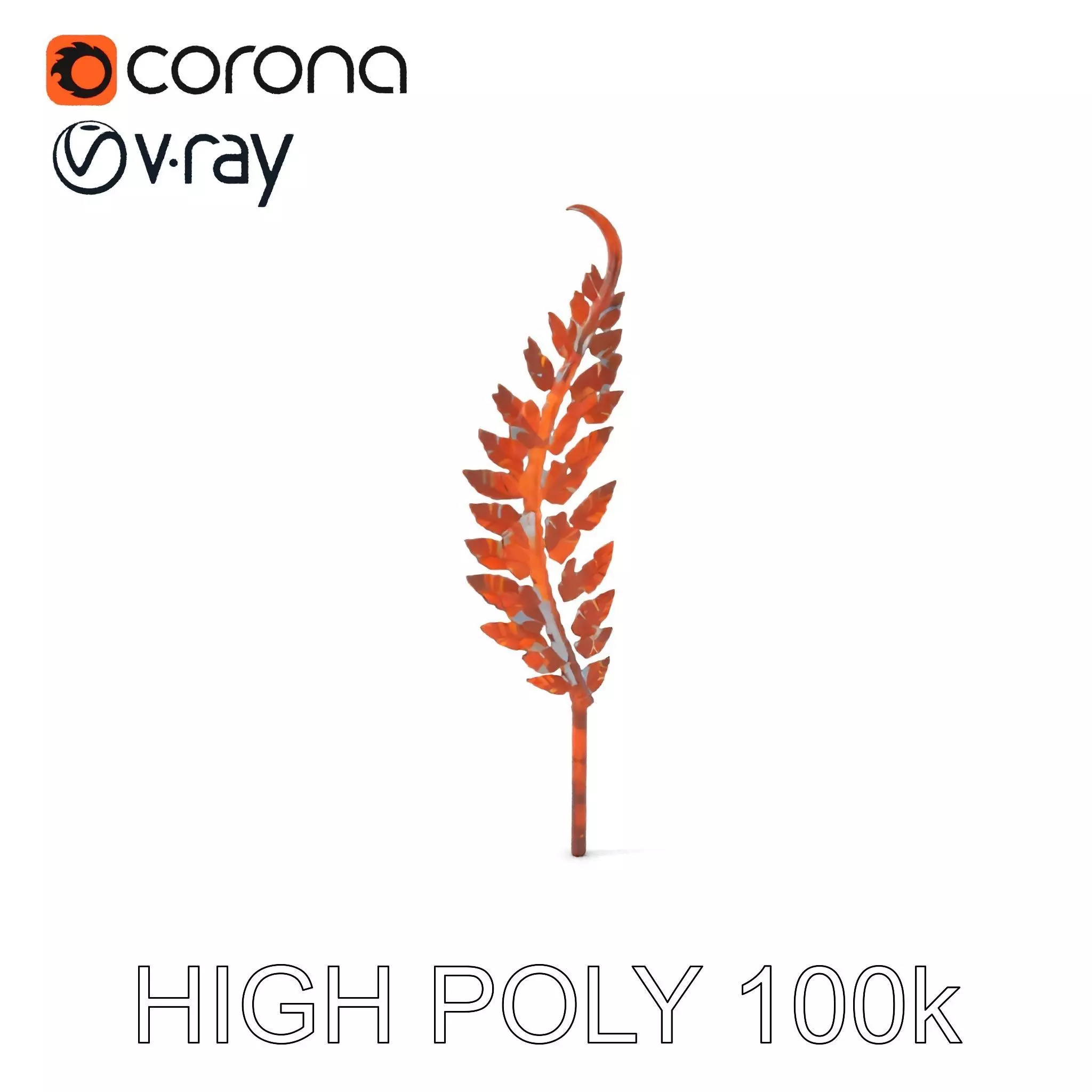 Decorative Metal Fern Leaf Model Pack Low-poly 3D model_0
