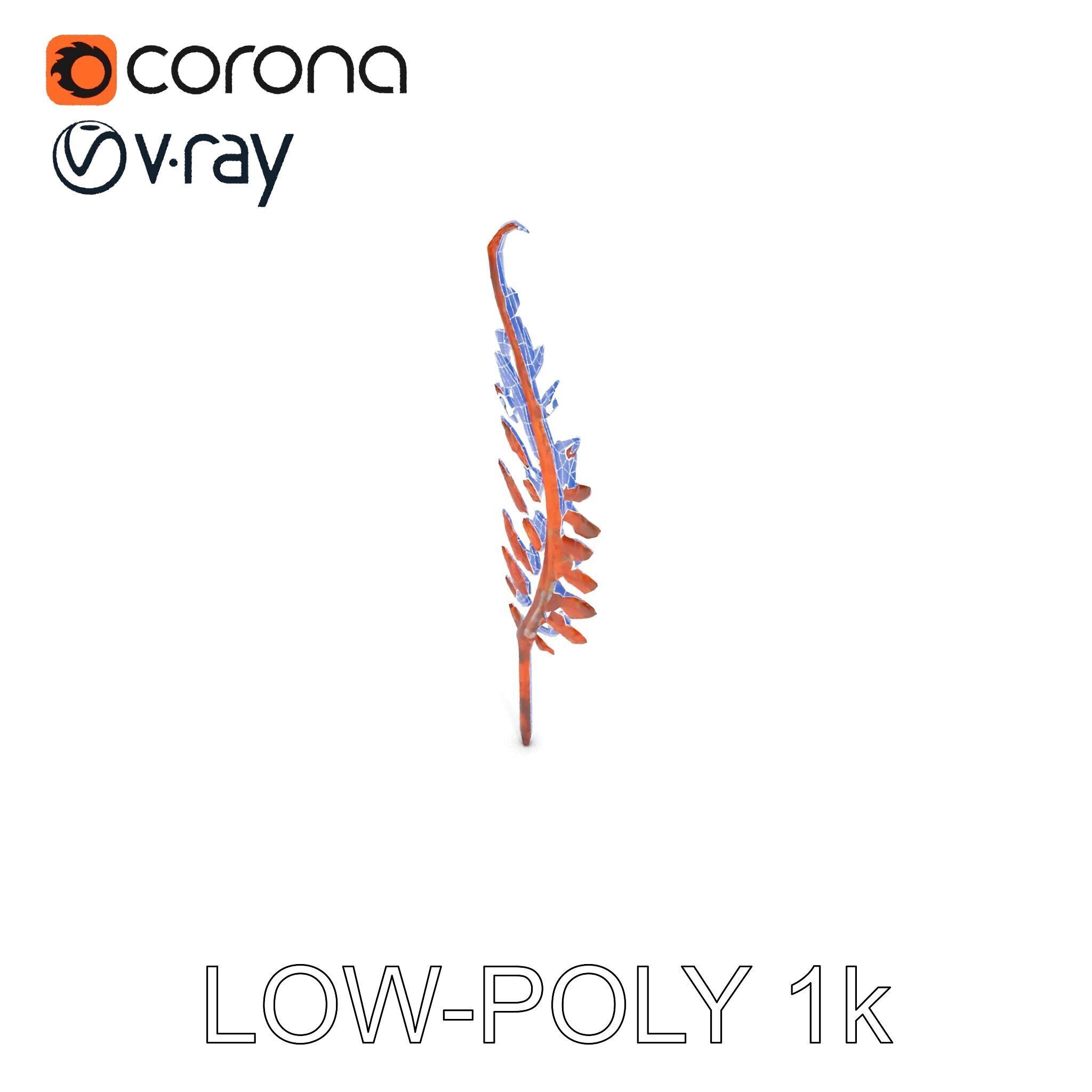 Decorative Metal Fern Leaf Model Pack Low-poly 3D model_17