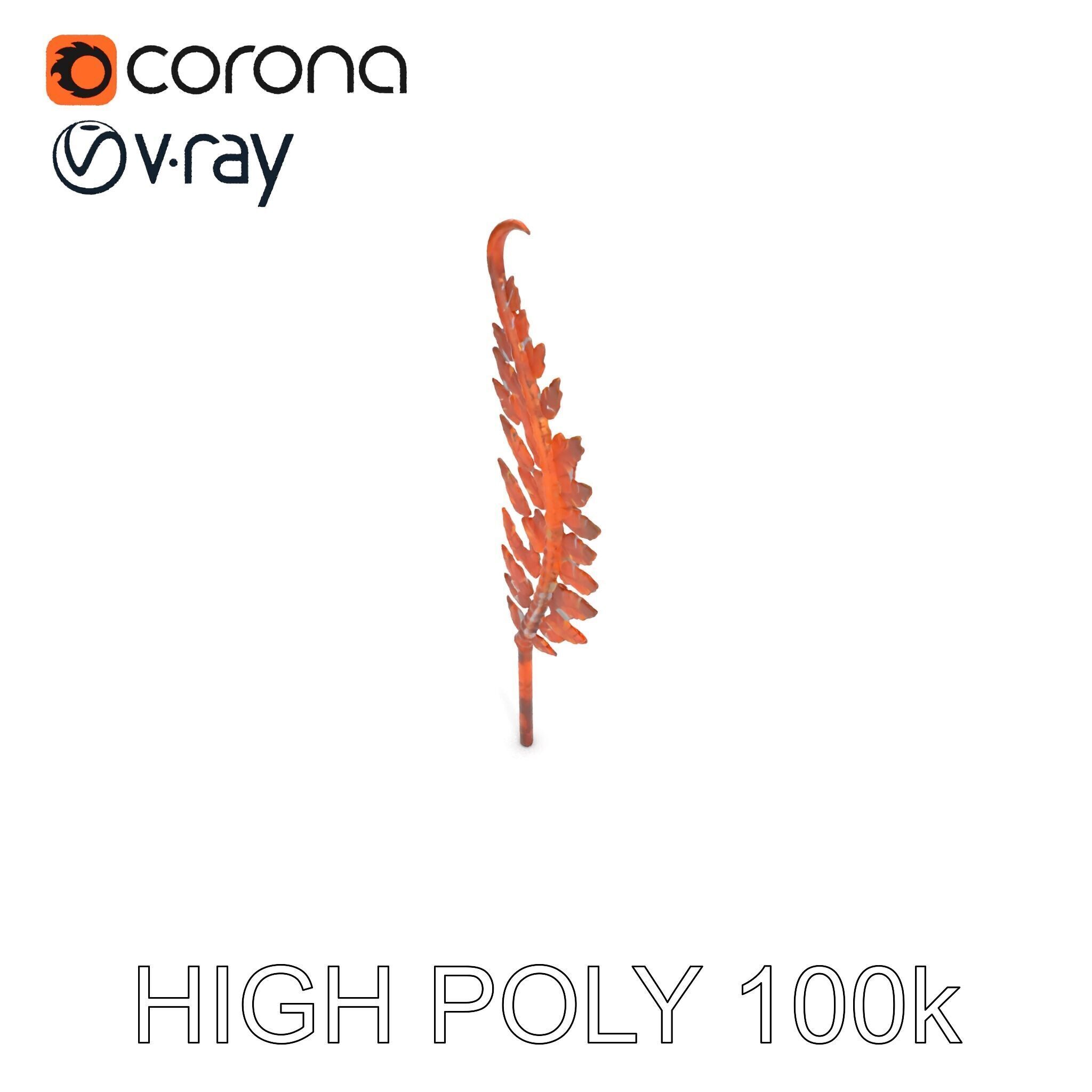 Decorative Metal Fern Leaf Model Pack Low-poly 3D model_27