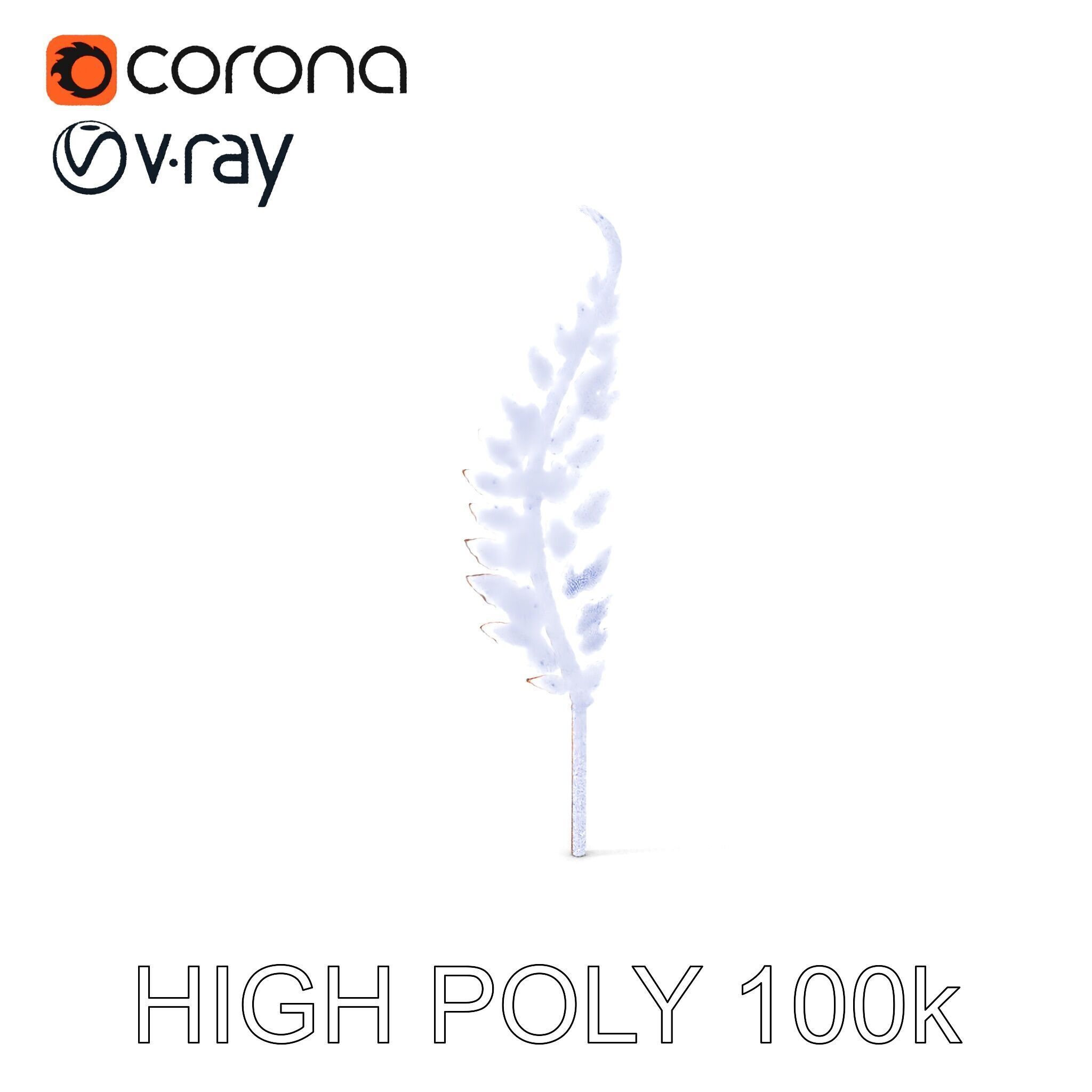 Decorative Metal Fern Leaf Model Pack Low-poly 3D model_5