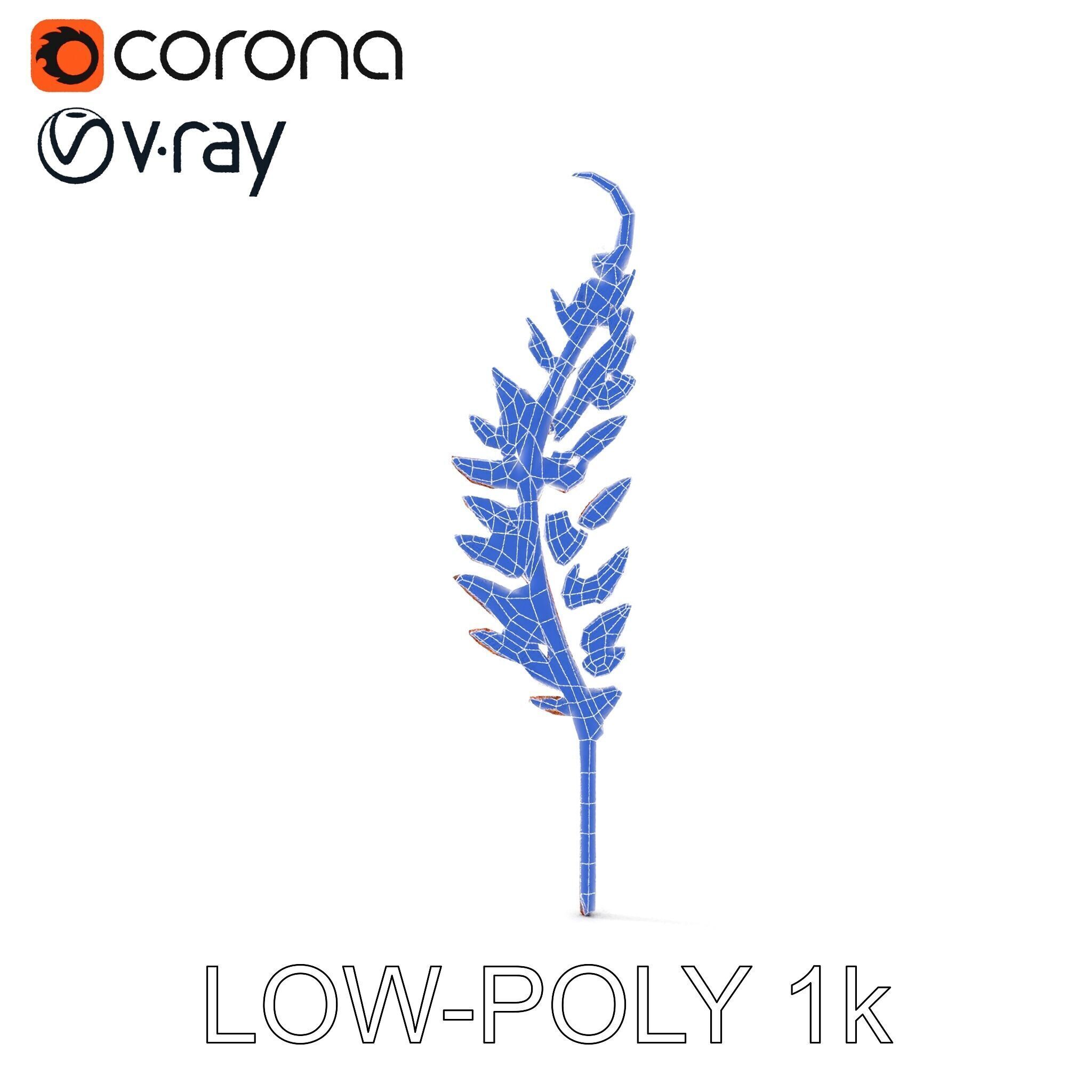 Decorative Metal Fern Leaf Model Pack Low-poly 3D model_23