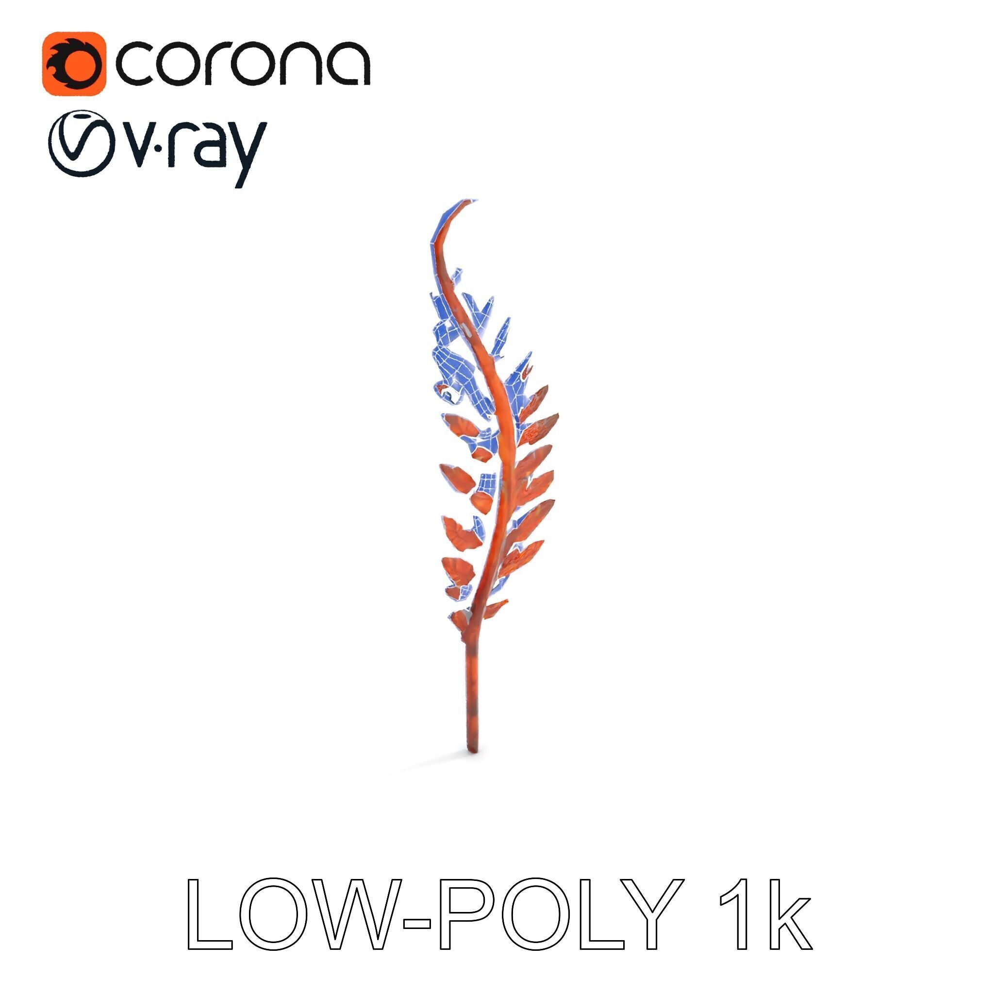 Decorative Metal Fern Leaf Model Pack Low-poly 3D model_26