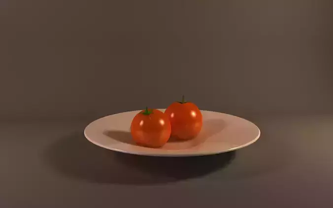 Tomato two tomatoes on plate