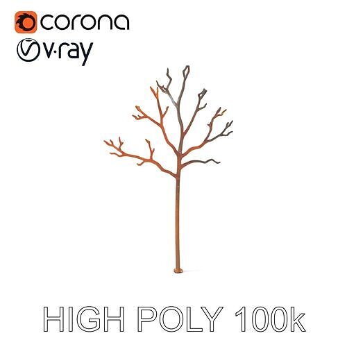 Realistic Winter Tree Branch D Model Pack Low-poly 3D model