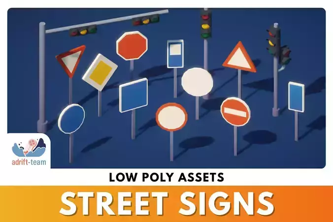 Traffic Signs Pack - Low Poly Assets
