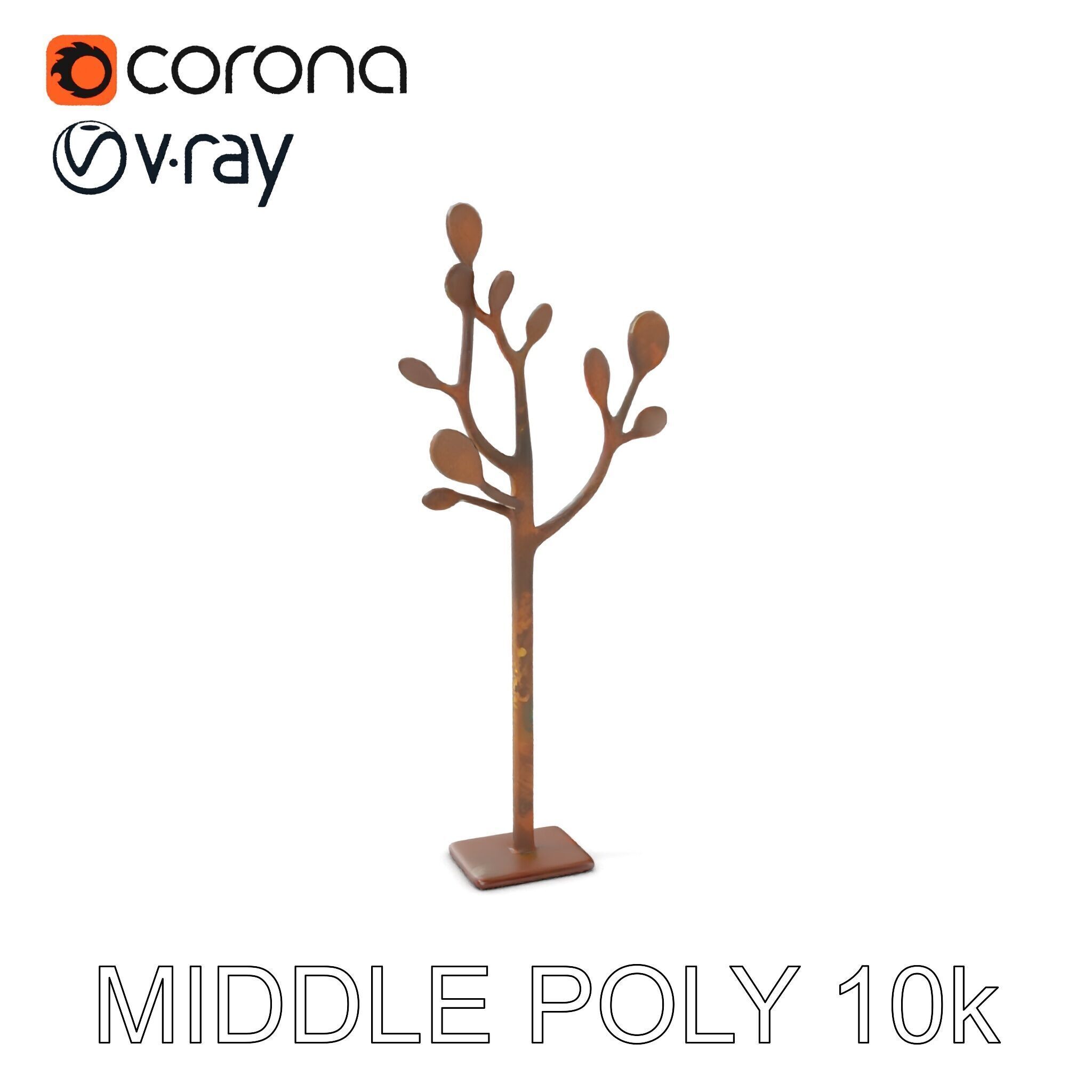 Rustic Metal Tree Coat Rack Model Pack Low-poly 3D model_14