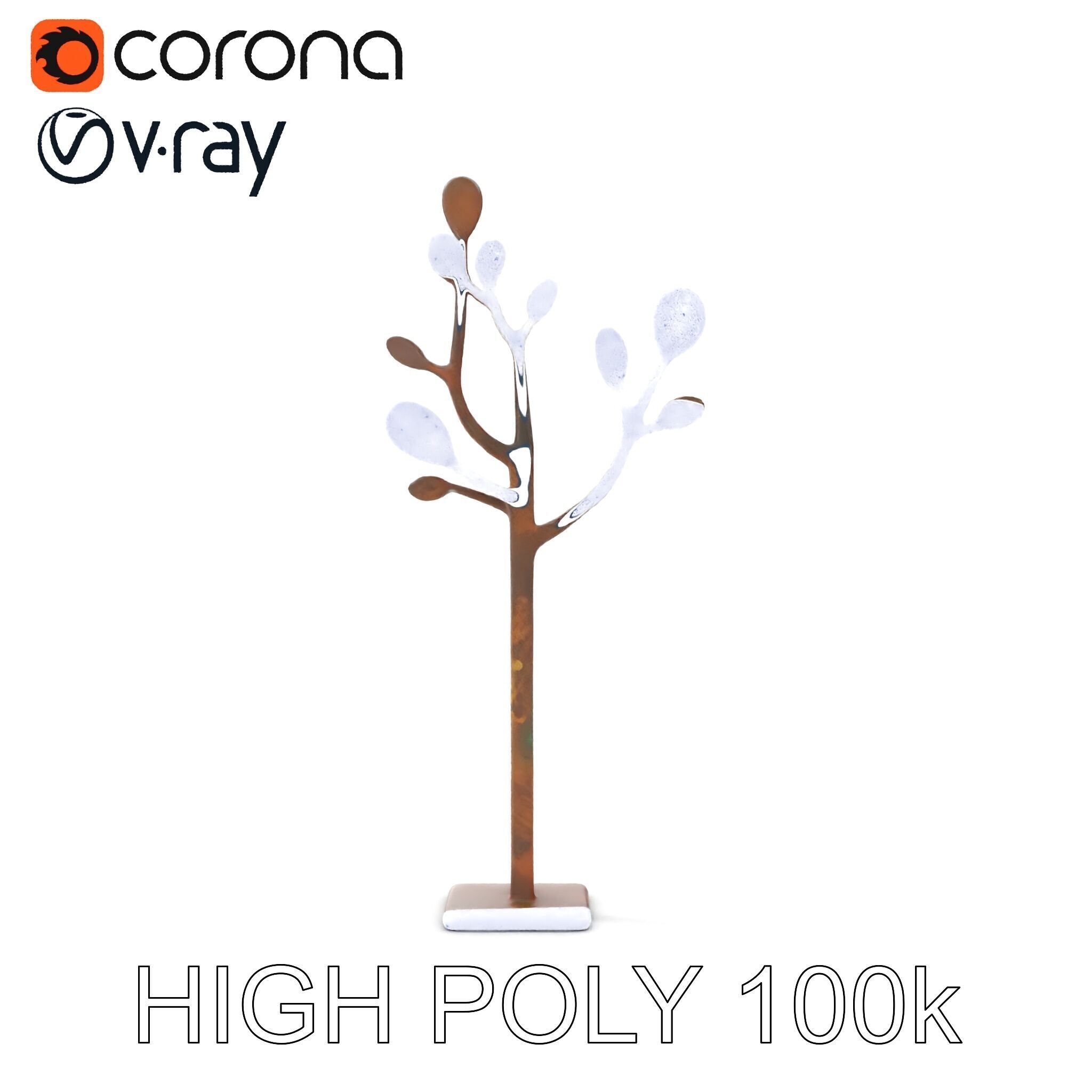 Rustic Metal Tree Coat Rack Model Pack Low-poly 3D model_31