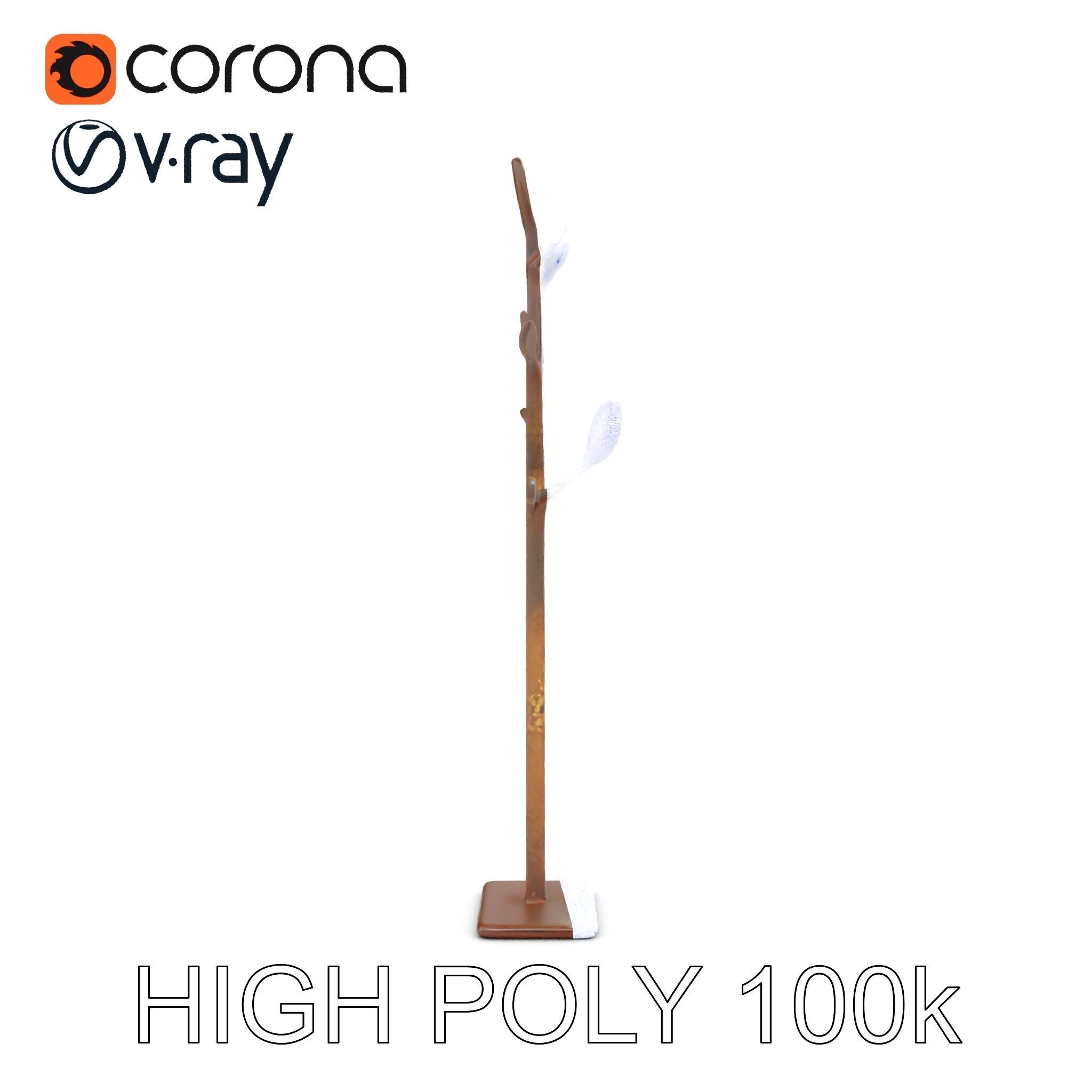 Rustic Metal Tree Coat Rack Model Pack Low-poly 3D model_25
