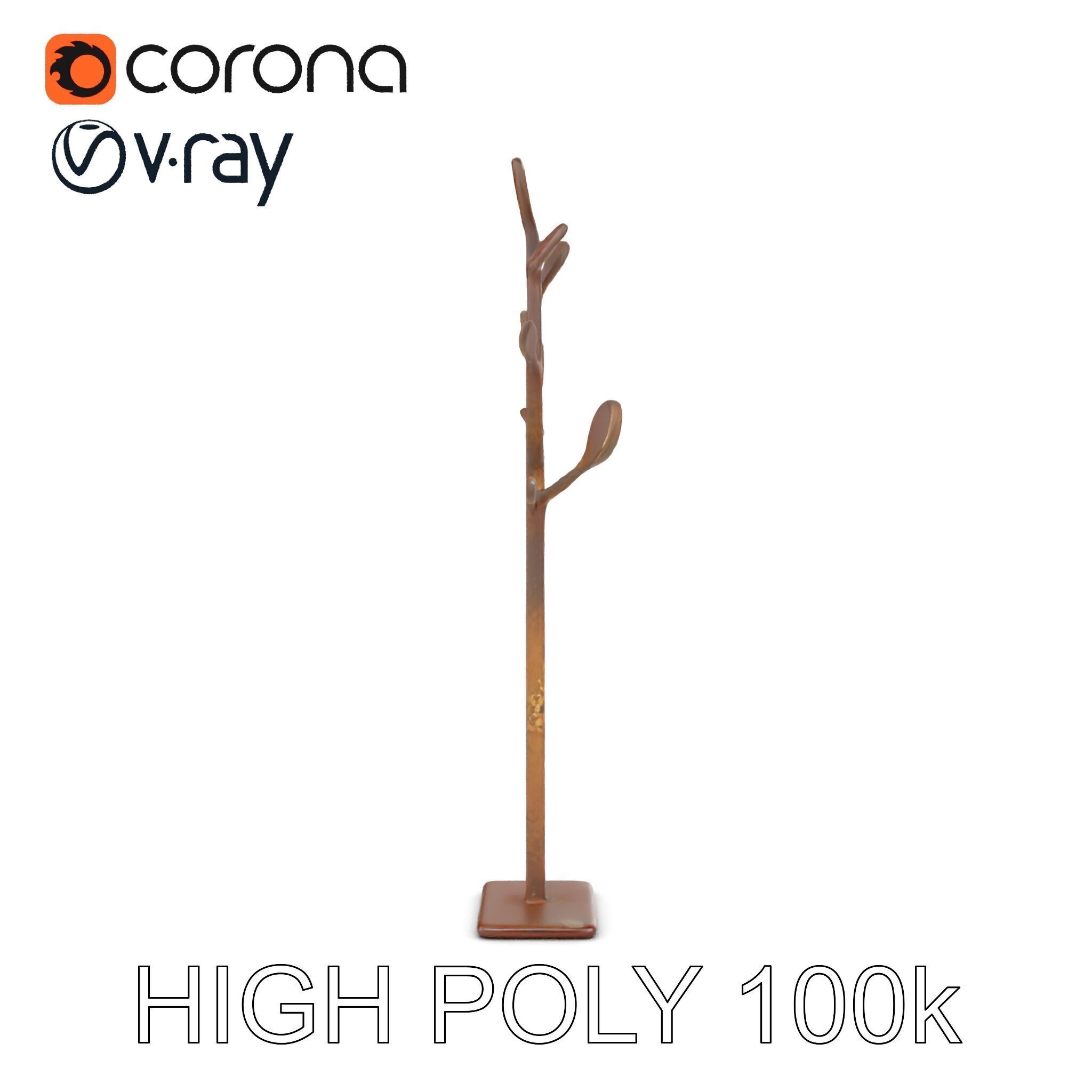 Rustic Metal Tree Coat Rack Model Pack Low-poly 3D model_28