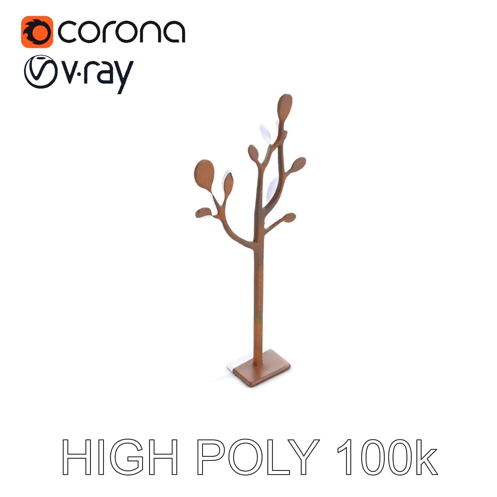 Rustic Metal Tree Coat Rack Model Pack Low-poly 3D model_34
