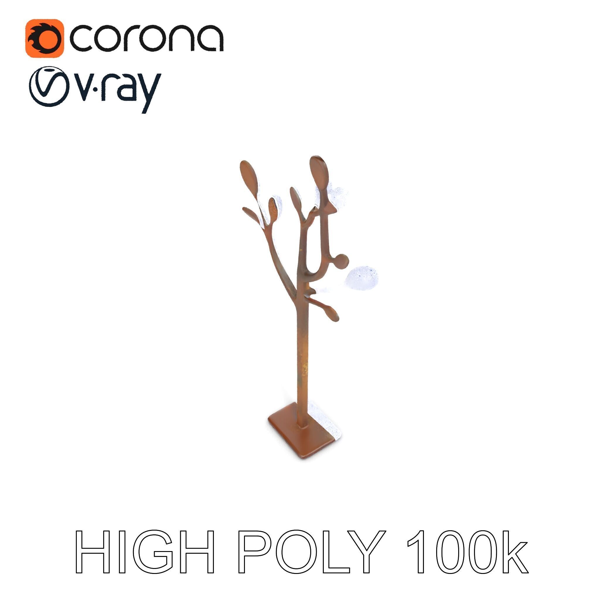 Rustic Metal Tree Coat Rack Model Pack Low-poly 3D model_22