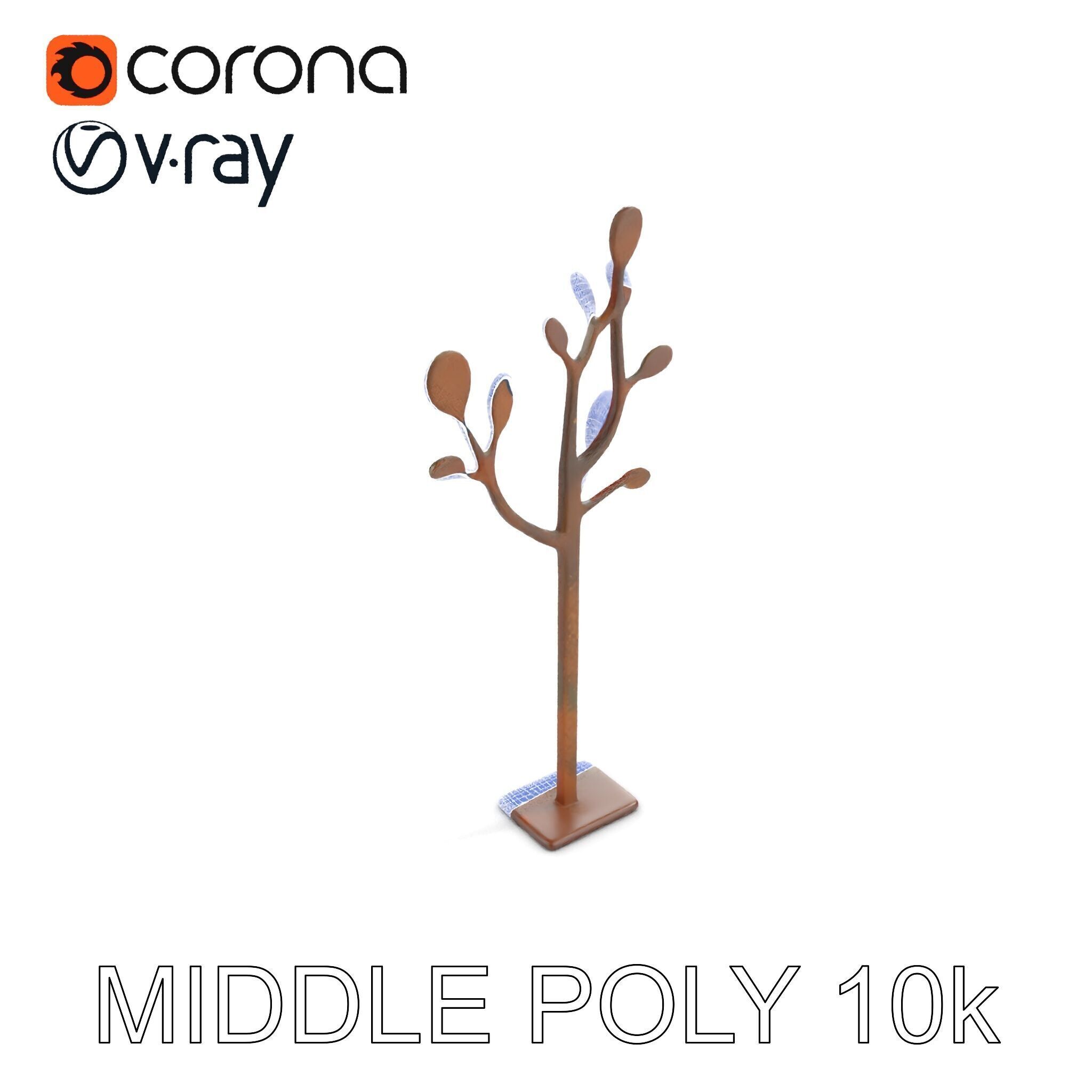Rustic Metal Tree Coat Rack Model Pack Low-poly 3D model_7