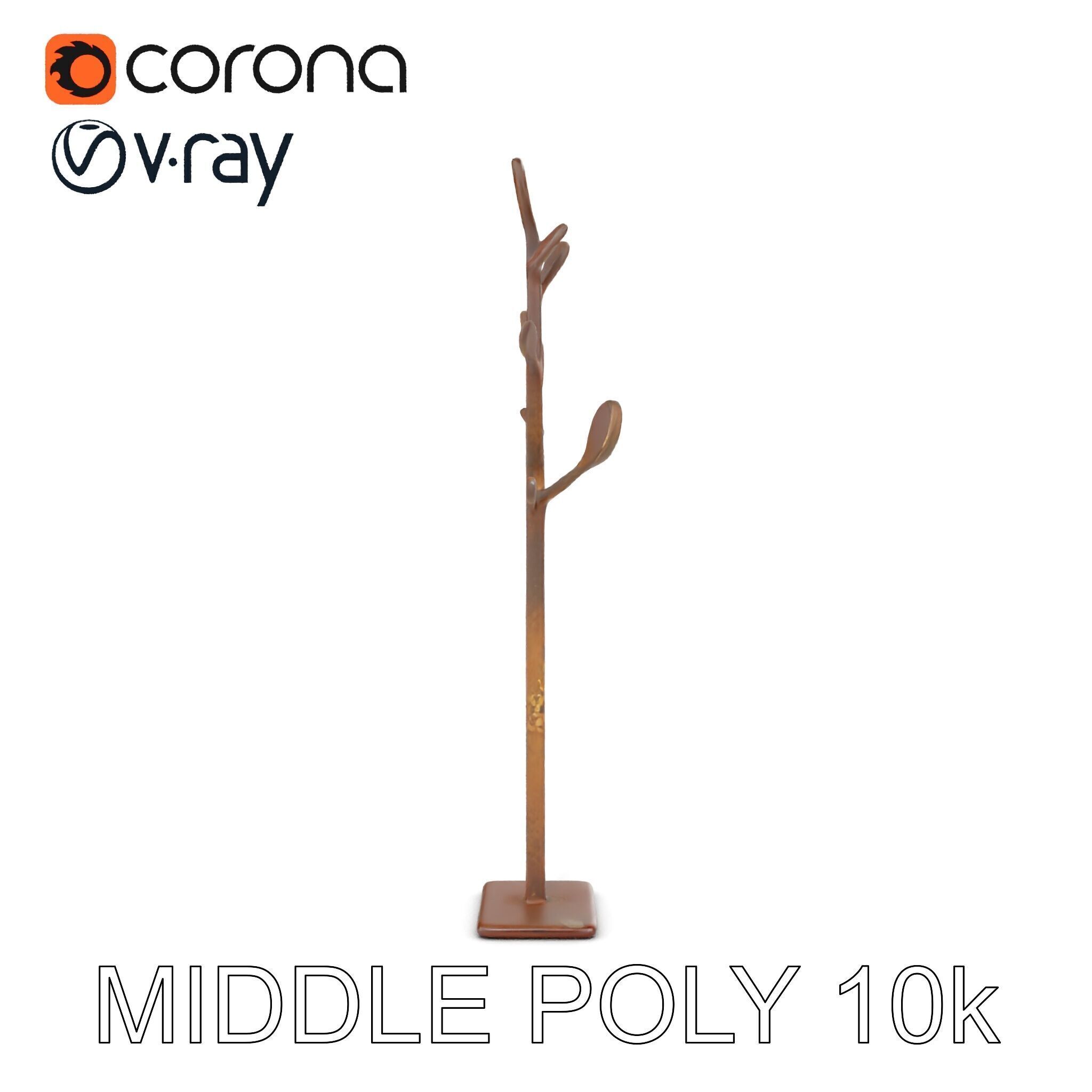 Rustic Metal Tree Coat Rack Model Pack Low-poly 3D model_23