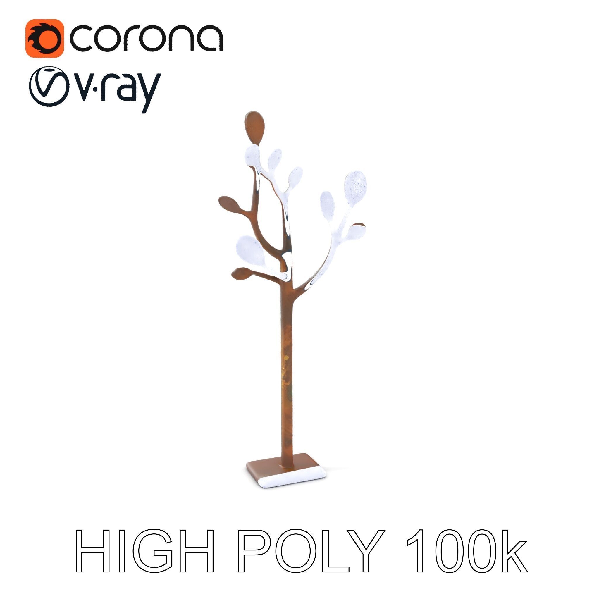 Rustic Metal Tree Coat Rack Model Pack Low-poly 3D model_5