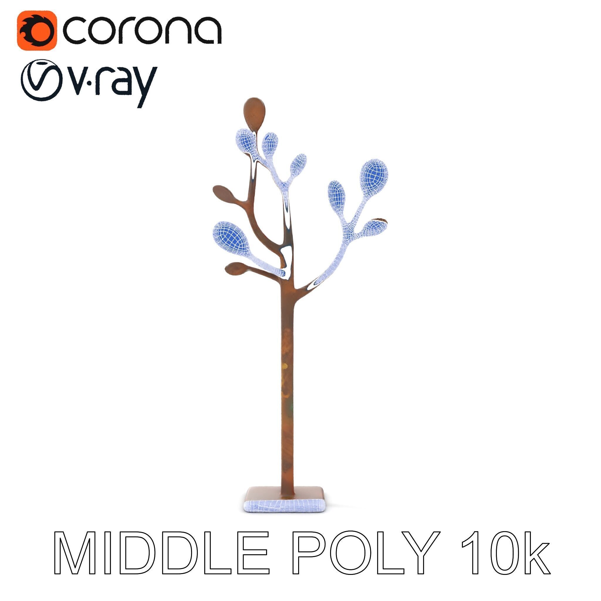 Rustic Metal Tree Coat Rack Model Pack Low-poly 3D model_20