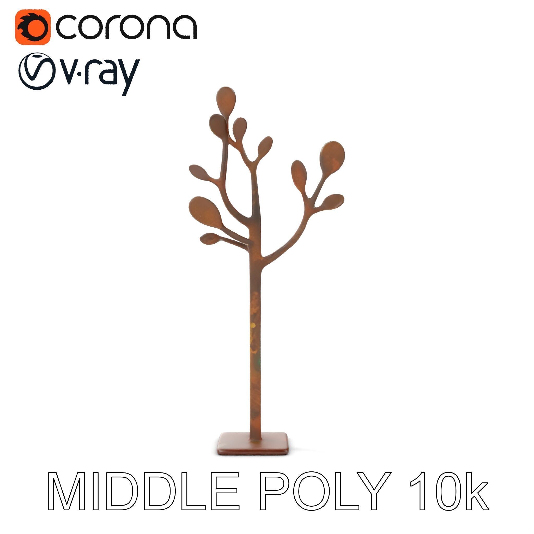 Rustic Metal Tree Coat Rack Model Pack Low-poly 3D model_29