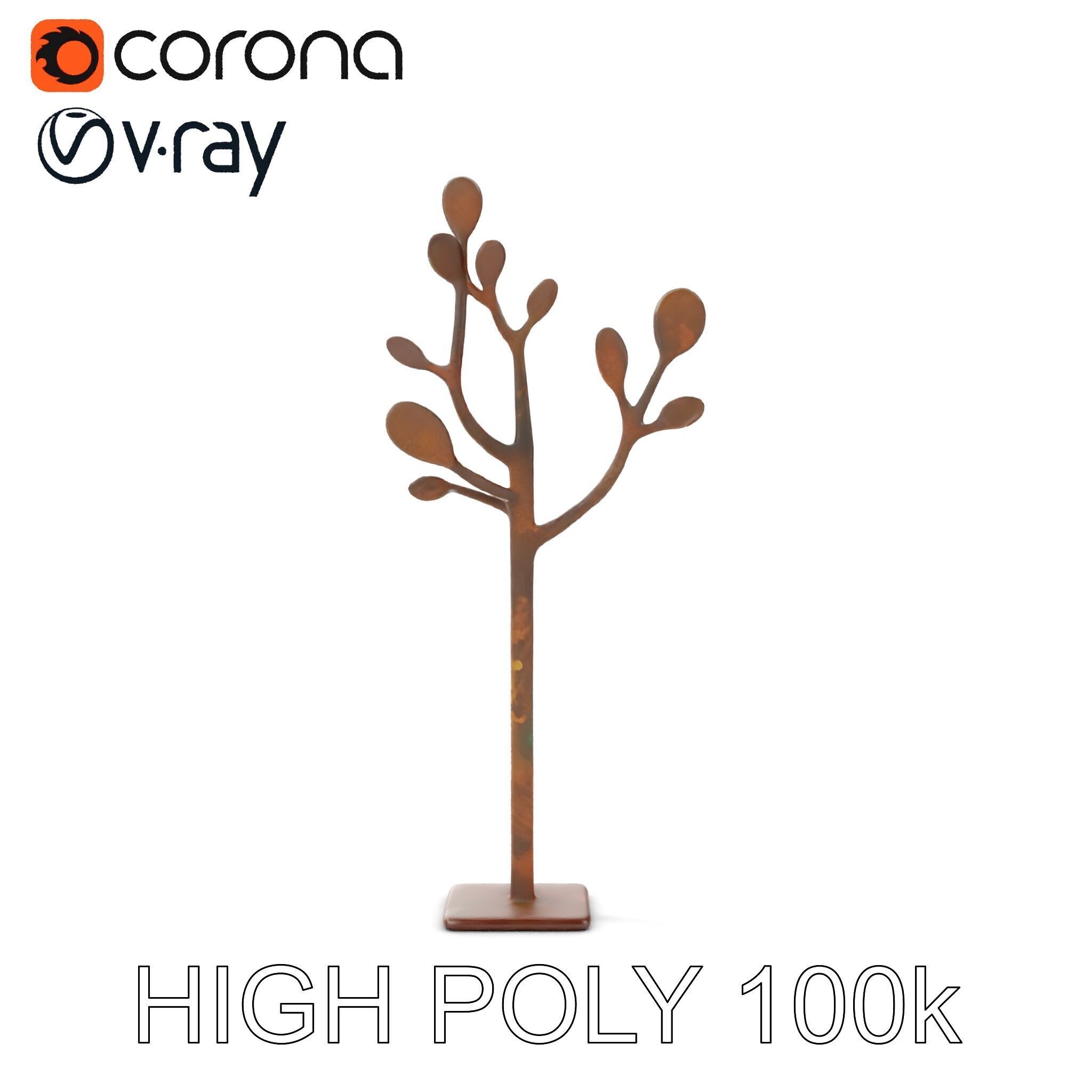 Rustic Metal Tree Coat Rack Model Pack Low-poly 3D model_19