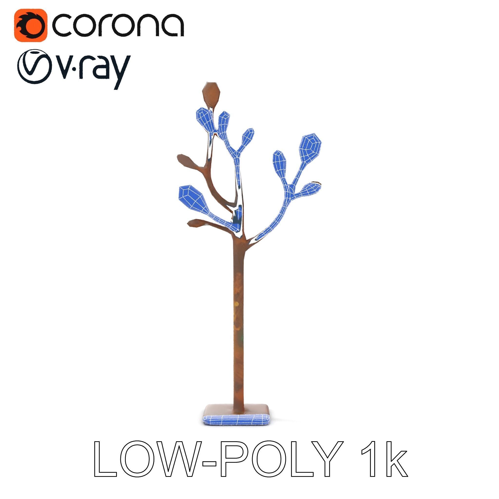 Rustic Metal Tree Coat Rack Model Pack Low-poly 3D model_27