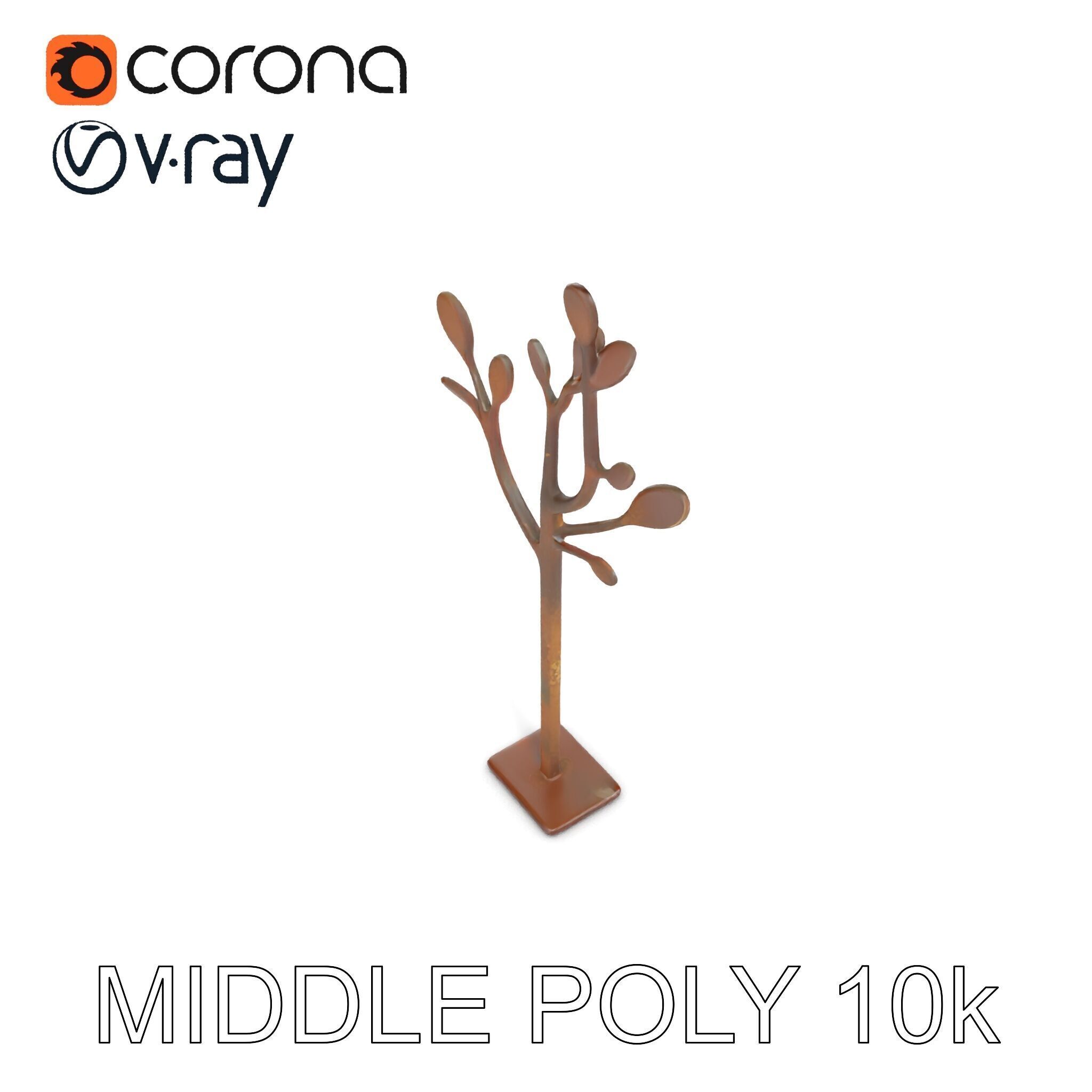 Rustic Metal Tree Coat Rack Model Pack Low-poly 3D model_12